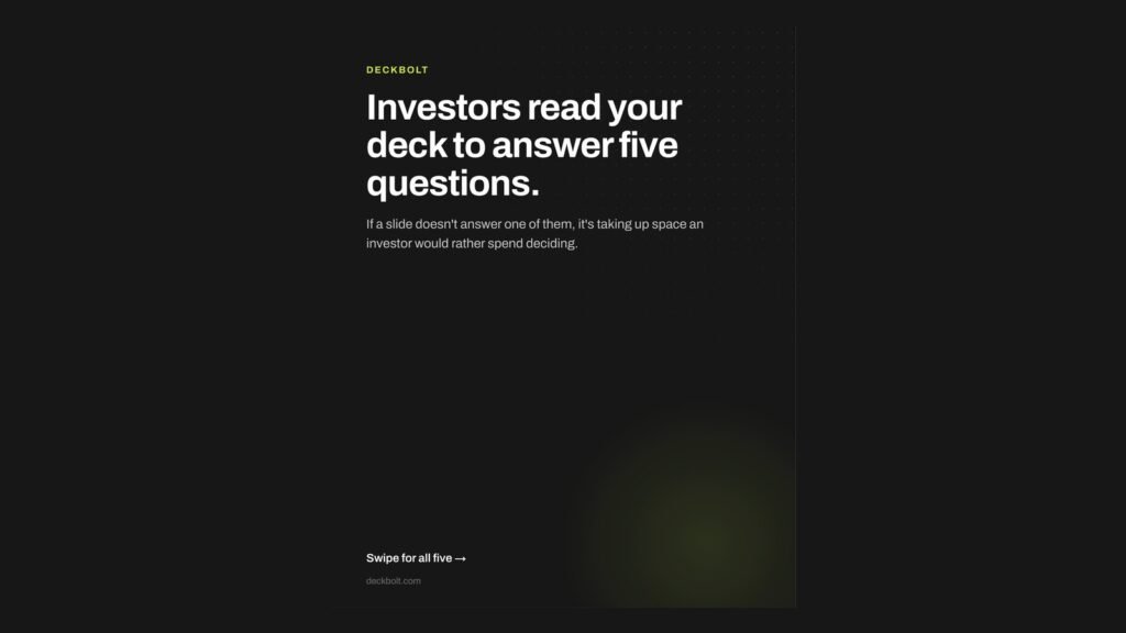 Carousel cover: Investors read your deck to answer five questions
