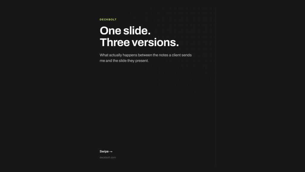 Carousel cover: One slide. Three versions.