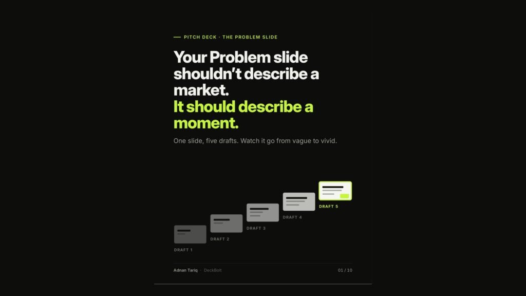 Carousel cover: Your problem slide should describe a moment, not a market