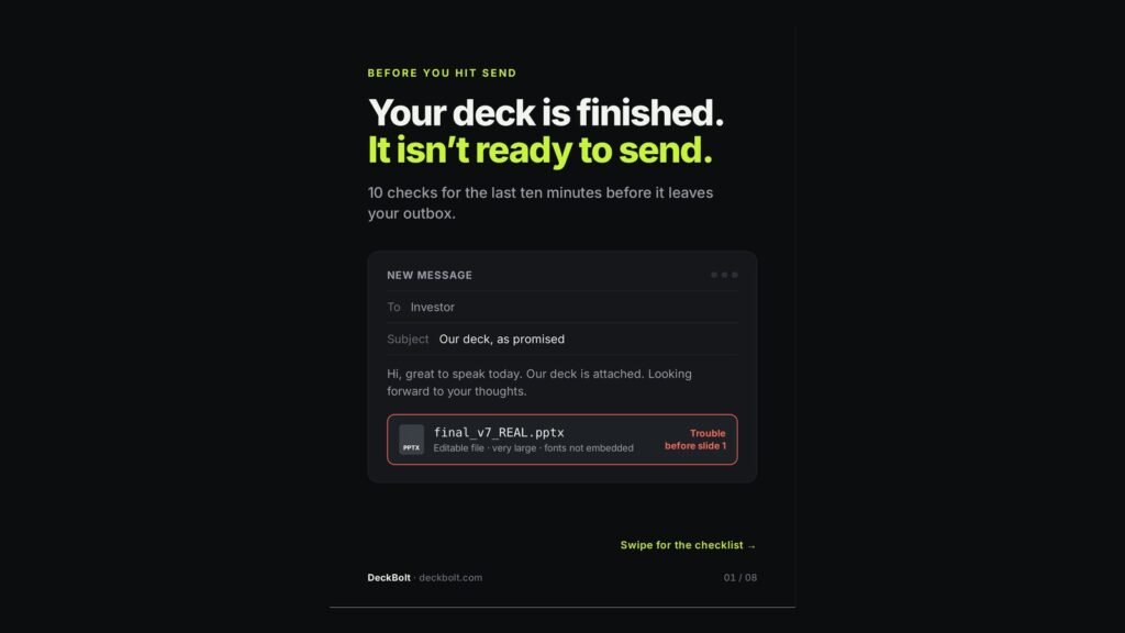 Your deck is finished but not ready to send: a 10-point send-ready checklist