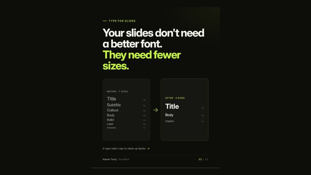 Carousel cover: Your slides don't need a better font. They need fewer sizes