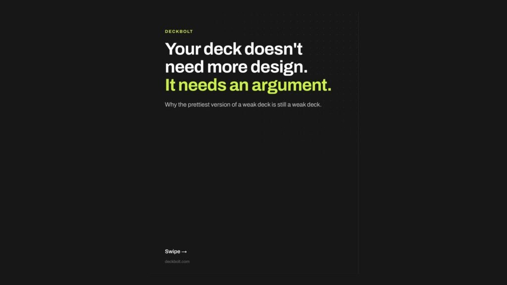 Carousel cover: Your deck doesn't need more design. It needs an argument.