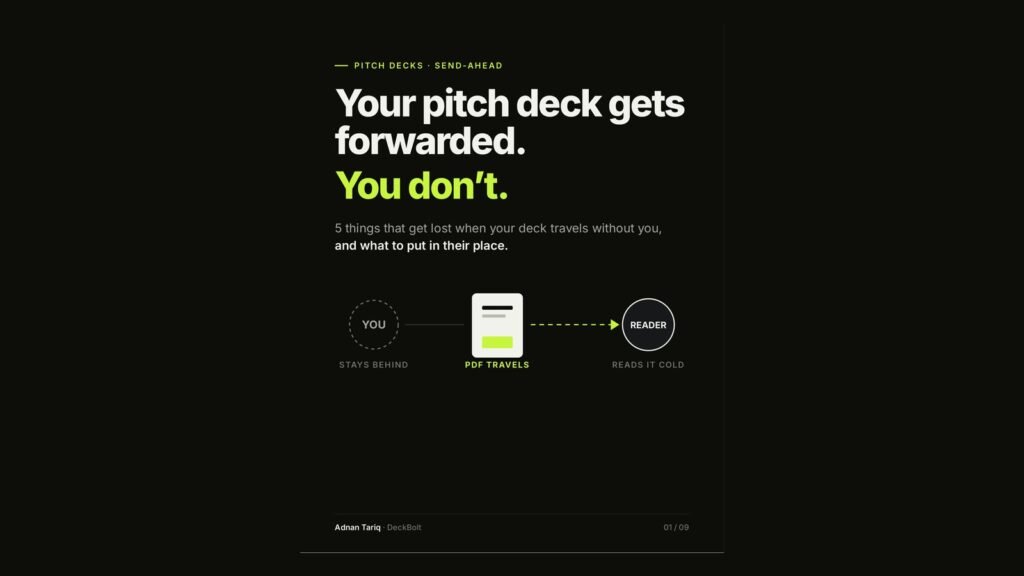 Carousel cover: Your pitch deck gets forwarded. You don't.